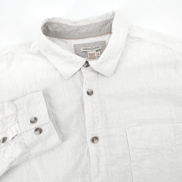 Carbon2Cobalt Other - Carbon‎ 2 Cobalt Men's XL White Long Sleeve Button Down Shirt Casual - Flaws